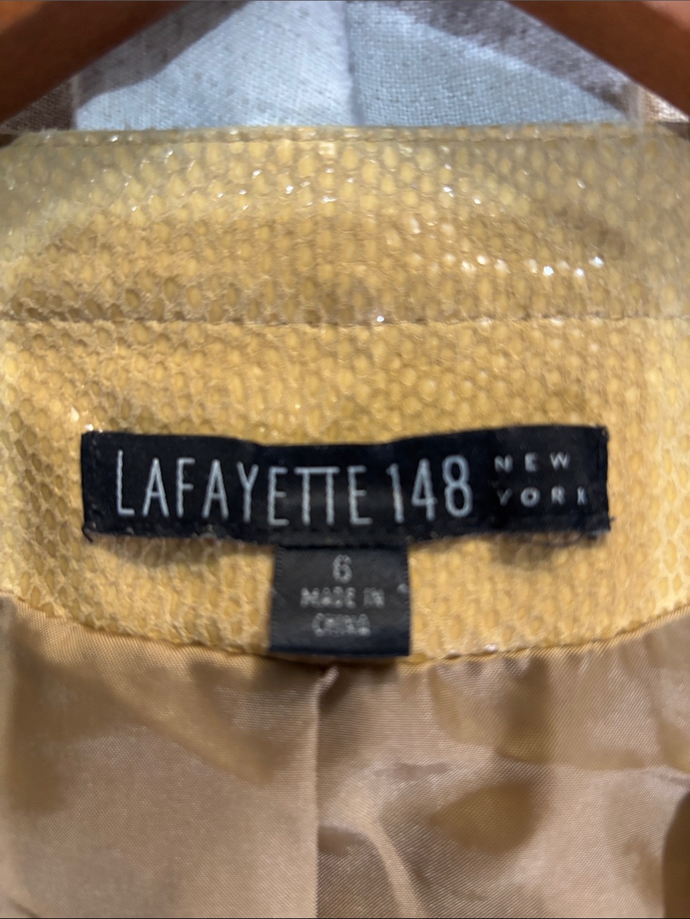Lafayette 148 NY Vintage Reptile Embossed Leather Jacket Yellow Size 6 - Picture 2 of 13